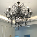 Ljojo Black White Iron Chandelier Lighting for Dining Living Room, Foyer, LED Home Decoration