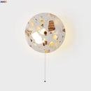 Ljojo LED Wall Lamp - Nordic Modern Design with Pull Chain Switch, Terrazzo Pattern for Living Room, Bathroom, Stair Lights
