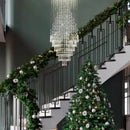 Ljojo Luxury Large Foyer Crystal Chandelier - Modern 12-Light Flush Mount Raindrop Fixture