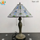 16 Inch Tiffany Style Antique Art Table Lamp Stained Glass Metal Base for Living Room by Ljojo