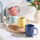 Ljojo 440ml Ceramic Coffee Mug with Handle, Solid Color Irregular Cup Home Breakfast Oat Cup