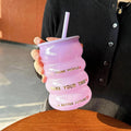 Ljojo 520ml Glass Tumbler with Silicone Lid and Straw for Beverages