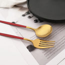 Ljojo 16-Piece Red Gold Matte Stainless Steel Cutlery Set