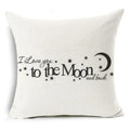 Ljojo Letter Print Pillow Case 45x45 cm Linen Cushion Cover for Home Decor