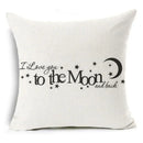 Ljojo Letter Print Pillow Case 45x45 cm Linen Cushion Cover for Home Decor