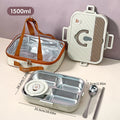 Ljojo 4/5 Grids Stainless Steel Divided Lunch Box Set with Cutlery