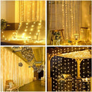 Ljojo LED Curtain String Lights - 8 Mode Fairy Decoration for Home, Garden, Christmas, Party