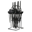 Ljojo 24-Piece Stainless Steel Cutlery Set for 6 - Black Gold Silverware