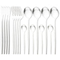 Ljojo Luxury Matte Stainless Steel Cutlery Set - 16 Piece Kitchen Tableware Silverware Set