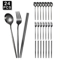 Ljojo Luxury Golden Korean Stainless Steel Dinnerware Set 24Pcs