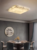 Ljojo Marble Square Round LED Ceiling Light Chandelier for Living Room Bedroom