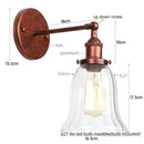 Ljojo Loft Rustic Clear Glass LED Wall Light - Industrial Style Iron Wall Lamp