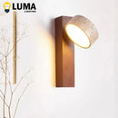LED Wall Lamp Wooden Stone Lighting Fixture Wabi Sabi Style Bedroom Beside Light Ljojo