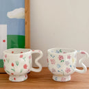 Hand-Painted Tulip Flower Pattern Ceramic Mug by Ljojo - High-Footed Cup