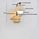 Ljojo LED Wall Lights Bedroom Yellow Travertine White Glass Wabi Sabi Wood Bedside Lamp