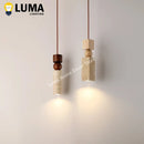 Wabi-Sabi Travertine LED Pendant Light Japanese Vintage E27 Hanging Lighting by Ljojo
