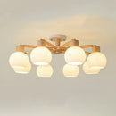 Nordic Glass LED Chandelier Modern Wooden Pendant Lamp Home Decor by Ljojo