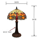 European Red Dragonfly Tiffany Style Table Lamp Glass Reading Lighting Retro Fashion Gift LED