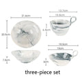 Ljojo Marble Pattern Ceramic Bowl with Handle, Set of 4