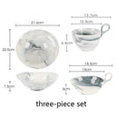 Ljojo Marble Pattern Ceramic Bowl with Handle, Set of 4