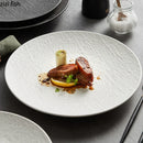 Ljojo Matte Stone Patterned Ceramic Steak Dessert Sushi Salad Plate - Round Shallow Specialty Tableware