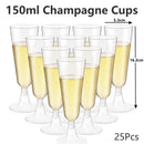 Ljojo 150ml Disposable Champagne Flutes Clear Toasting Glasses for Weddings