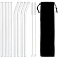 8Pcs Ljojo Glass Straw Set - Reusable & Eco-Friendly Drinking Straws with Brush