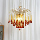Ljojo French Luxury Crystal Chandelier Retro Glass Ceiling Pendant Lighting Bedroom Fixture