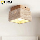 Ljojo Yellow Travertine Ceiling Light | Wabi-sabi Style Fixture for Bedroom and Living Room