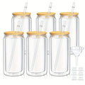 Ljojo 16oz Double Wall Snow Globe Tumbler with Bamboo Lid and Straw