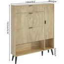 Ljojo™ Fluted Shoe Cabinet with 2 Flip Drawers, Beige Slim Shoe Storage