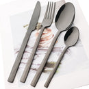Ljojo 16-Piece Black Stainless Steel Cutlery Set for Western Dining
