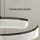 Ljojo Modern Acrylic Led Pendant Light Semicircle Chandelier for Living Room Black Bedroom Decor