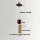Ljojo LED Pendant Light Yellow Travertine Wood Hanging Lamp