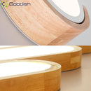 Ljojo Bauhaus Solid Wood Strip LED Ceiling Light Chandelier for Living Room Decor