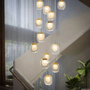Ljojo Luxury Crystal Staircase Chandelier in Gold for Dining Room & Hallway