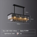 Nordic Luxury K9 Crystal Rectangle Chandelier Smoky Gray Hanging Light - Ljojo