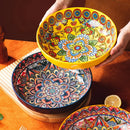 Ljojo 10-Inch Ceramic Bohemian Soup Bowl for Household Dining and Serving