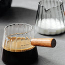 Ljojo 180ML Espresso Glass Cup with Wood Handle - Latte Art Mug & Milk Frothing Jug