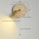 Ljojo Mid Century LED Wall Lamp Yellow Travertine Wood Light for Living Room