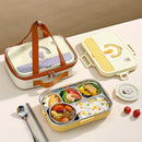 Ljojo 4/5 Grids Stainless Steel Divided Lunch Box Set with Cutlery