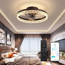 Crystal Led Ceiling Fan Modern Low Noise Remote Control Light Fixture for Home Decoration by Ljojo