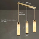 Natural Marble LED Pendant Light Solid Copper Gold Chandelier by Ljojo for Kitchen Island, Livingroom