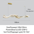 Modern Wave LED Pendant Lights for Living Room Bar | Ljojo Golden Chandelier Hanging Light