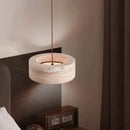 Natural Stone Pendant Lamp Minimalist Round LED Chandelier by Ljojo - Indoor Lighting Decor