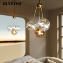 Ljojo Multi Color Glass Ball Pendant Light Modern Iron Ceiling Fixture