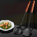 Ljojo 304 Stainless Steel Utensils Set with Wooden Handle - Black Color