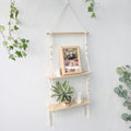 Ljojo™ Wooden Bead 2-Tier Wall Shelf for Boho Home Decor
