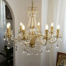 French Retro Crystal Pearl Chandeliers Luxurious Brass Villa Living Dining Pendant Lights Ljojo