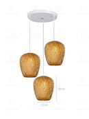 GEW Classic HandWoven Bamboo Lantern Pendant Lamp by Ljojo - Natural Rattan Wicker Chandelier Lighting.